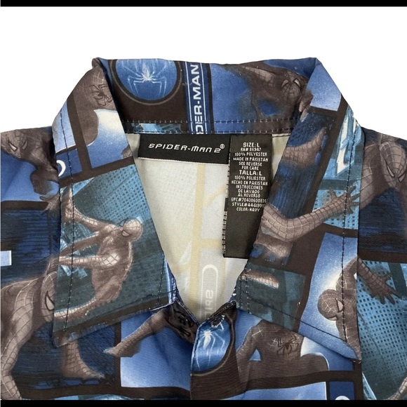 Vtg 2004 Mens Spiderman 2 Button Down Shirt Sz L NOS NWT All Over Print - Picture 7 of 7